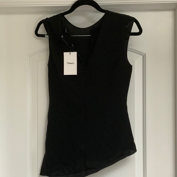 Theory Sleeveless Twist Top in Silk Georgette - Picture 7 of 7